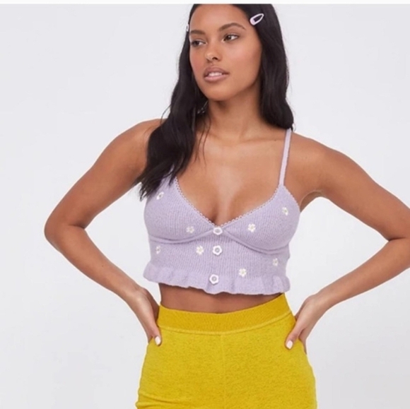 For Love & Lemons embroidered daisy knit crop top Size Small - Picture 16 of 16